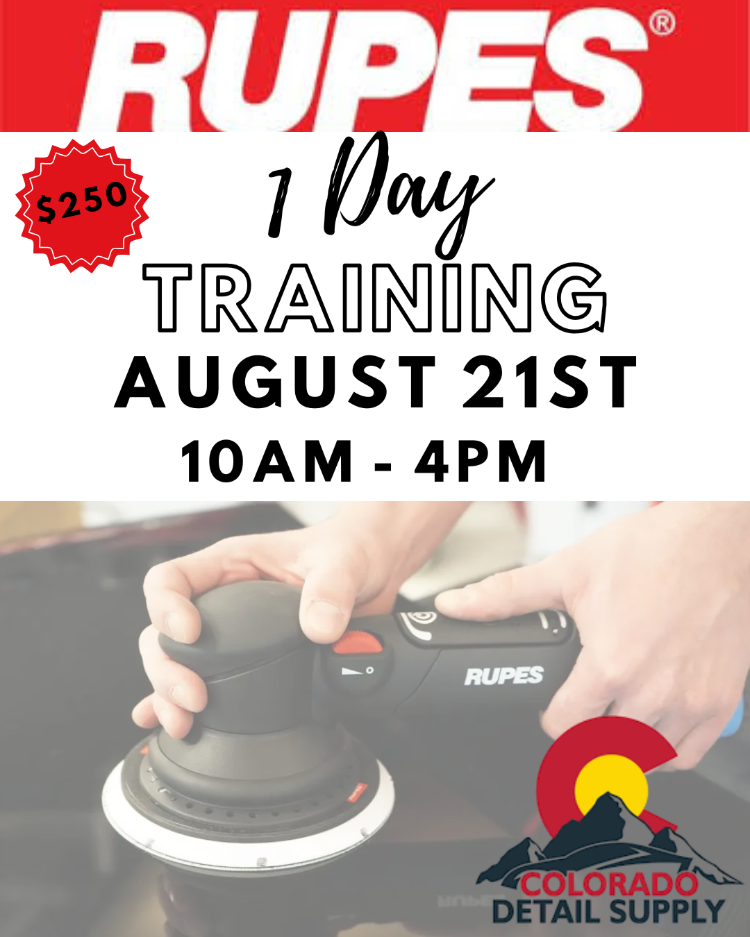 August 21st - Rupes Training Class - 1 Day - SPANISH CLASS
