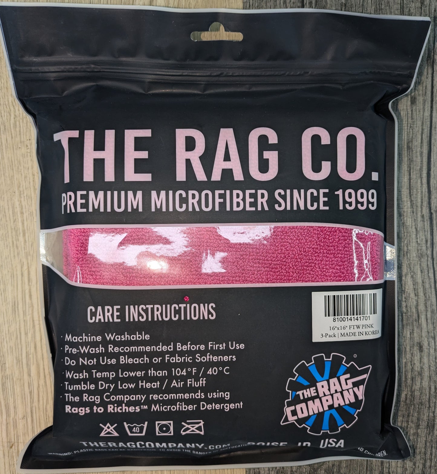 The Rag Co Towels 16x16 FTW Pink 3 Pack