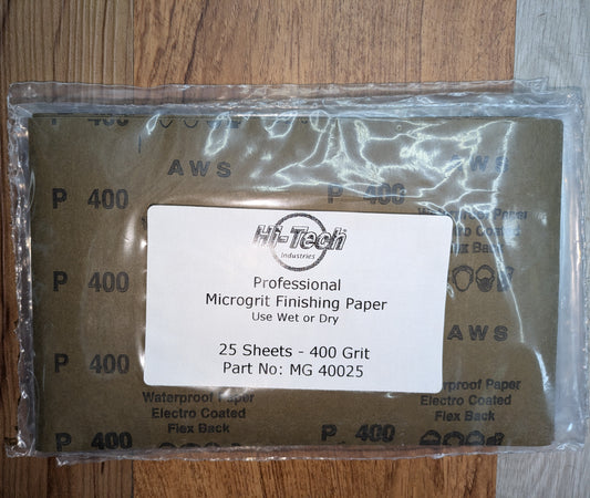 Microgrit Finishing Paper - 400 Grit - 25 Pack - 9"x5.5"