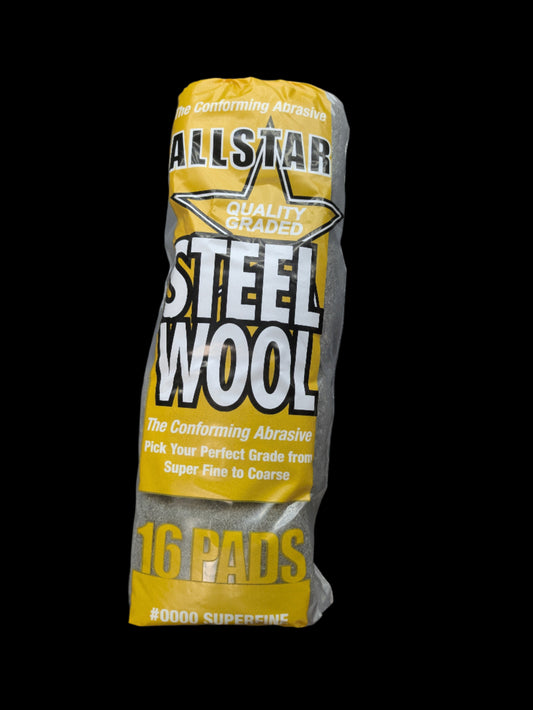 "0000" Steel Wool Sleeve 16 Pad/Sleeve